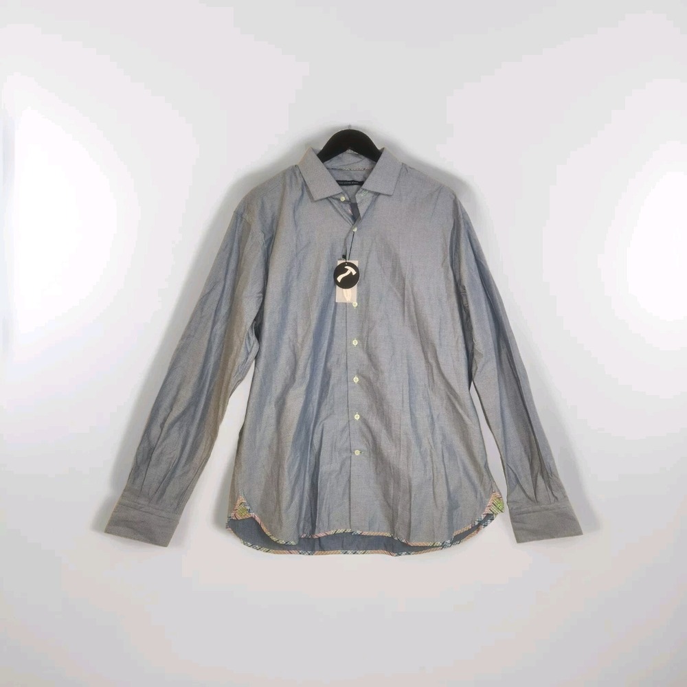NWT Hammer Made Blue Button Up Flip Cuff Long Sleeve Dress Shirt Men's 44 - 17.5